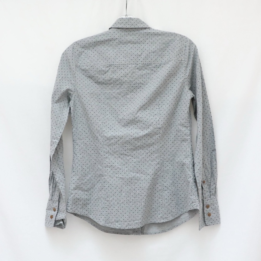 J Crew women's Perfect shirt grey micro polka dot print cotton business office - Picture 4 of 6